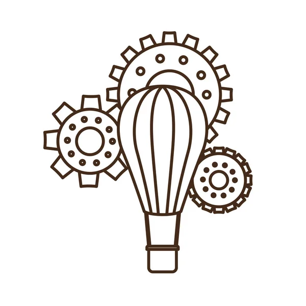 Hot air balloon with gear isolated icon — Stock Vector