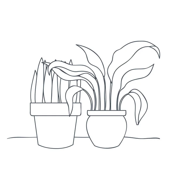 Plantas de interior con maceta icono aislado — Vector de stock