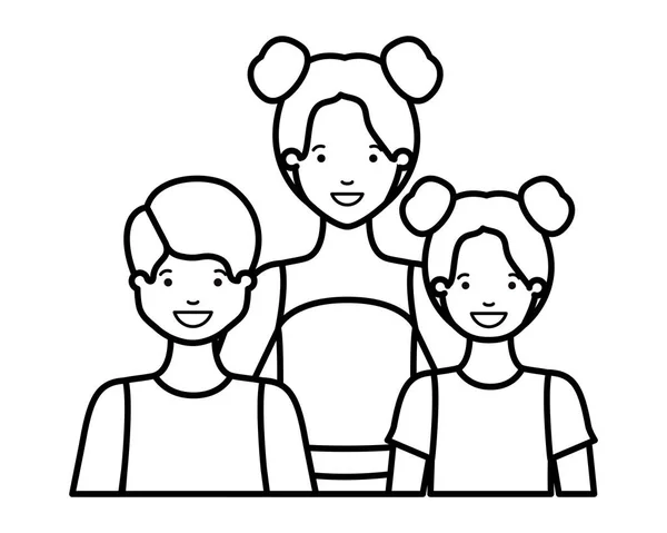 Mamma med sina barn avatar karaktär — Stock vektor