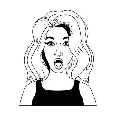 sürpriz yüz avatar karakter ile kadın