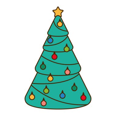 asılı topları izole simgesi ile noel ağacı