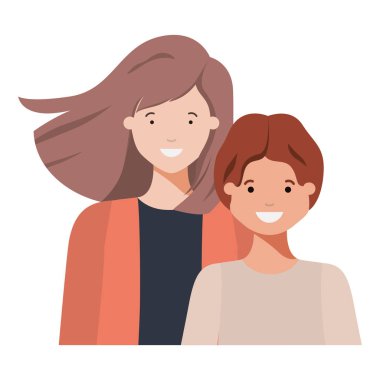 oğlu ile anne avatar karakteri gülümseyen