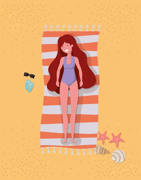 Chica con diseño de trajes de baño de verano — Archivo Imágenes Vectoriales