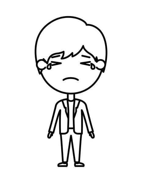 Desenho animado triste homem kawaii personagem —  Vetores de Stock