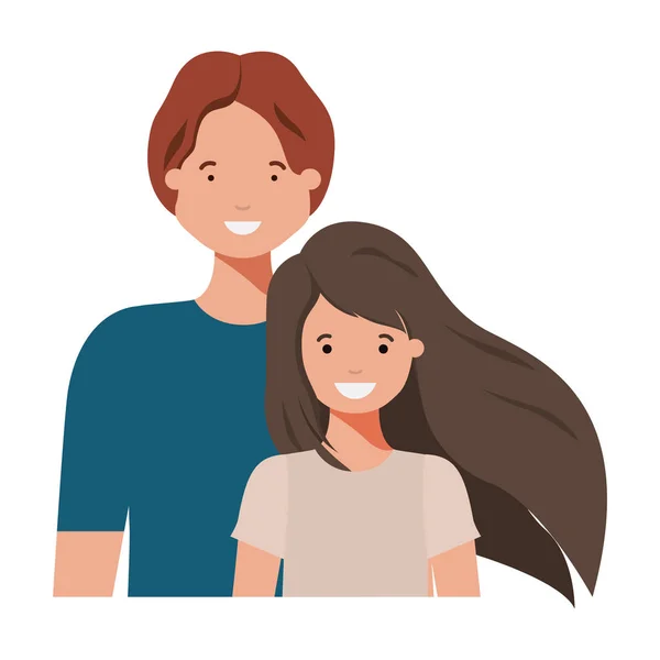 Pai com sua filha sorrindo caráter avatar — Vetor de Stock