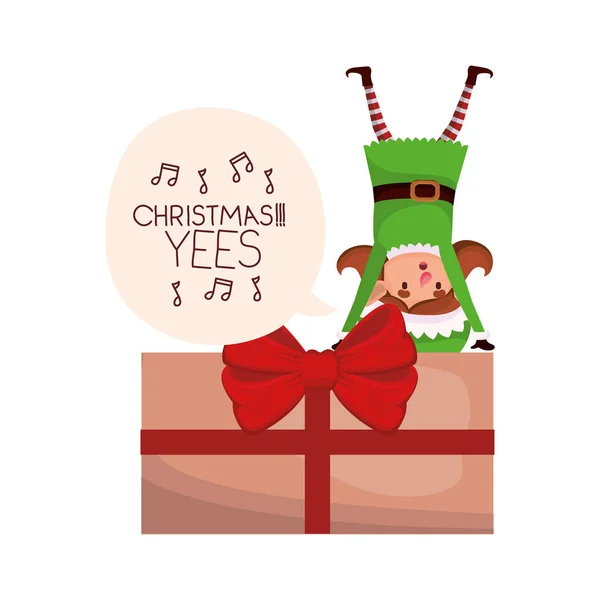 Elfo mujer con regalo caja avatar carácter — Vector de stock