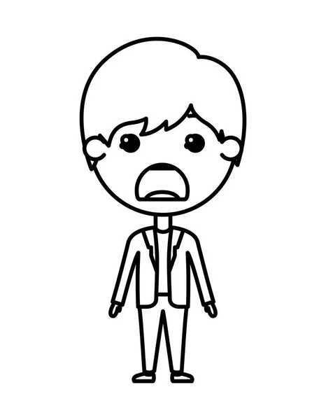 Dessin animé triste homme kawaii personnage — Image vectorielle