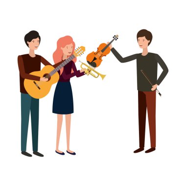 müzik aletleri ile insanlar grubu
