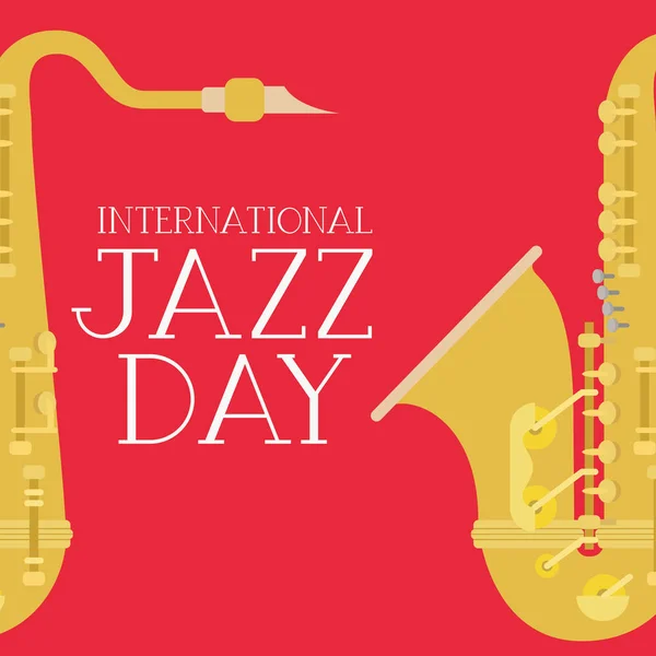 Cartel del día del jazz con saxofón — Vector de stock