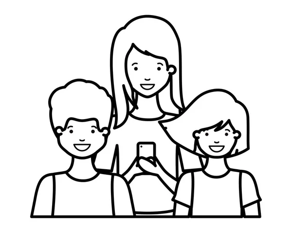 Mãe com seus filhos avatar personagem —  Vetores de Stock