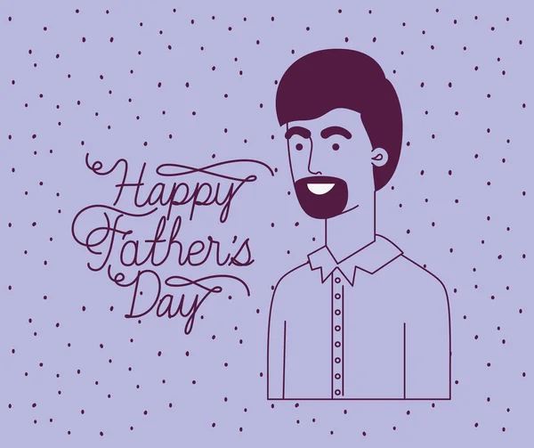 Happy fathers day card with dad character — Stock Vector