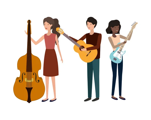 Groupe de personnes avec instruments de musique — Image vectorielle