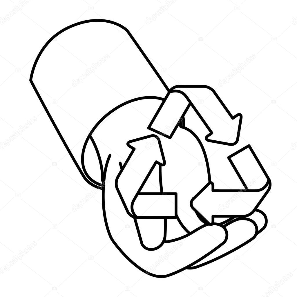 hand with recycling arrows symbol isolated icon