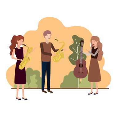 peyzaj müzik aletleri ile insanların grup