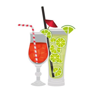 Set bardak kokteyl simgeleri