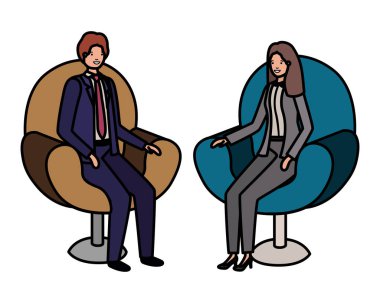 sandalye avatar karakter oturan iş çift