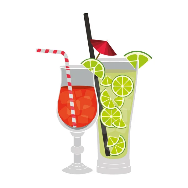 Set Tassen Cocktails Symbole — Stockvektor