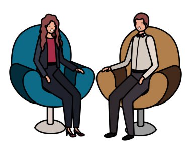 sandalye avatar karakter oturan iş çift