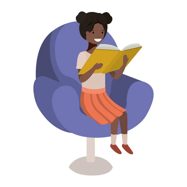 woman reading book in the sofa avatar character