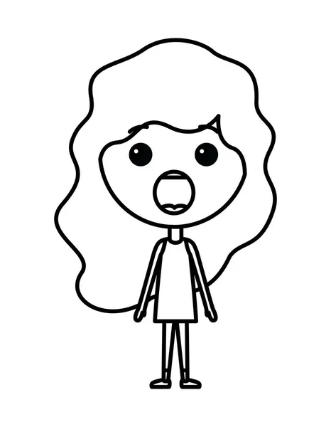 Donna cartone animato sorpreso personaggio kawaii — Vettoriale Stock