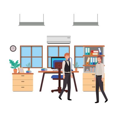 iş ofisinde avatar karakter işadamları