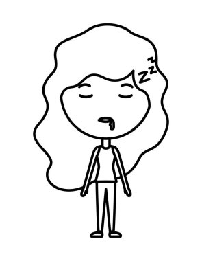 karikatür kadın uyku Kawaii karakter