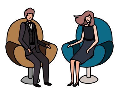 sandalye avatar karakter oturan iş çift