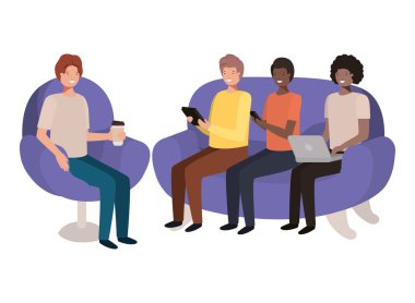 teknoloji cihazları kullanan erkek grubu