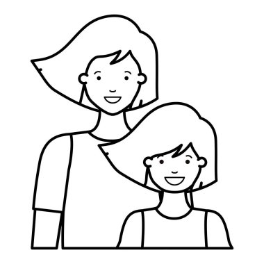 anne ve kızı gülümseyen avatar karakter