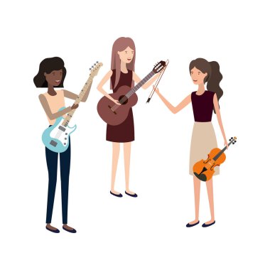 müzik aletleri karakteri olan kadınlar