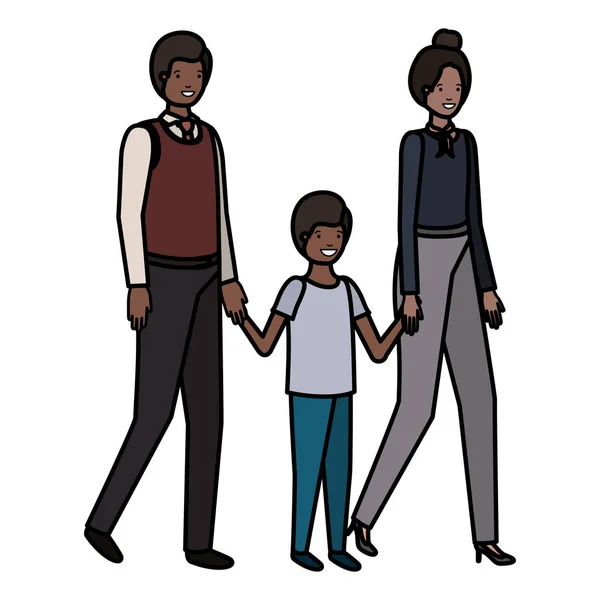 Padres pareja con hijo avatar carácter — Vector de stock