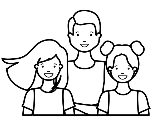 Familj leende och viftande avatar karaktär — Stock vektor
