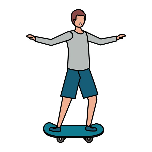 Jeune homme pratiquant le skateboard personnage — Image vectorielle