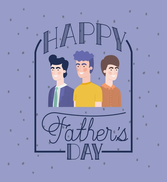 Feliz día de los padres tarjeta con los personajes de los papás — Archivo Imágenes Vectoriales