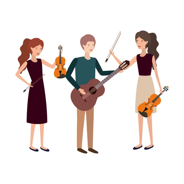 Groupe de personnes avec instruments de musique — Image vectorielle