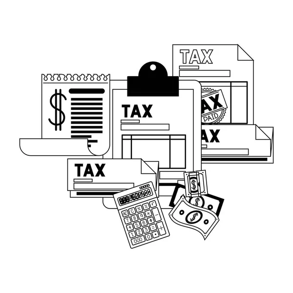 Impostos da área de transferência com calculadora e contas — Vetor de Stock