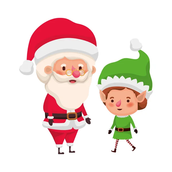 Ο Άγιος Βασίλης με το ξωτικό κινούμενο χαρακτήρα avatar — Διανυσματικό Αρχείο
