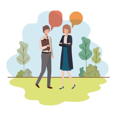 manzara konuşma balonu ile iş çift