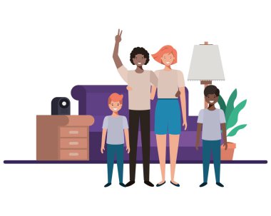 oturma odası avatar karakteri aile