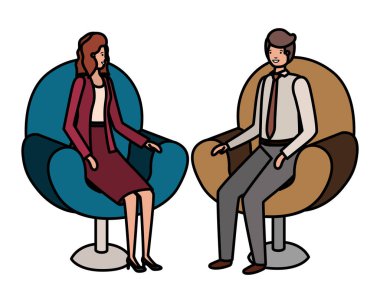 sandalye avatar karakter oturan iş çift