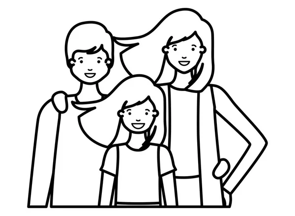 Famille souriant et agitant caractère avatar — Image vectorielle