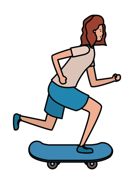 练习滑板动作的年轻女子 — 图库矢量图片