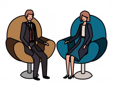 sandalye avatar karakter oturan iş çift