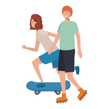 Genç çift spor karakteri alıştırması yapıyor.