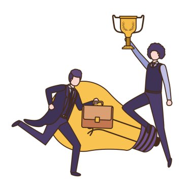 kupa ve ampul karakteri ile işadamları