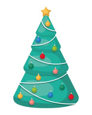 asılı topları izole simgesi ile noel ağacı