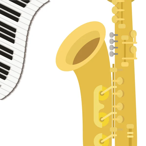 Saxofón patrón de instrumentos musicales — Vector de stock