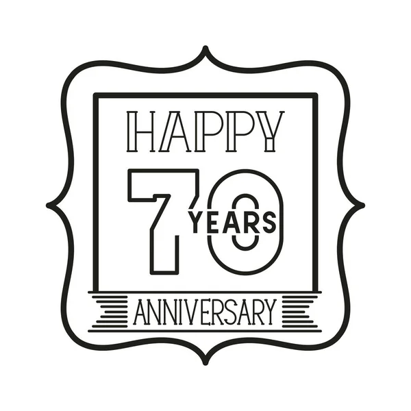 Número 70 para el icono de la tarjeta de celebración aniversario — Archivo Imágenes Vectoriales