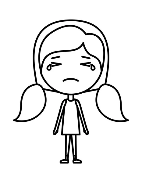 Tecknad kvinna gråter kawaii karaktär — Stock vektor