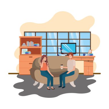 iş ofisinde akıllı telefon kullanan çift